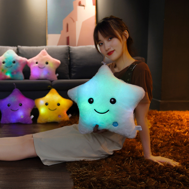 Kreatywna poduszka z luminoforowymi kolorowymi gwiazdkami i sercem, 40cm, LED, miękka, dla dzieci dziewczyn - Wianko - 38