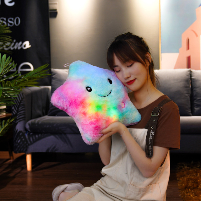 Kreatywna poduszka z luminoforowymi kolorowymi gwiazdkami i sercem, 40cm, LED, miękka, dla dzieci dziewczyn - Wianko - 34