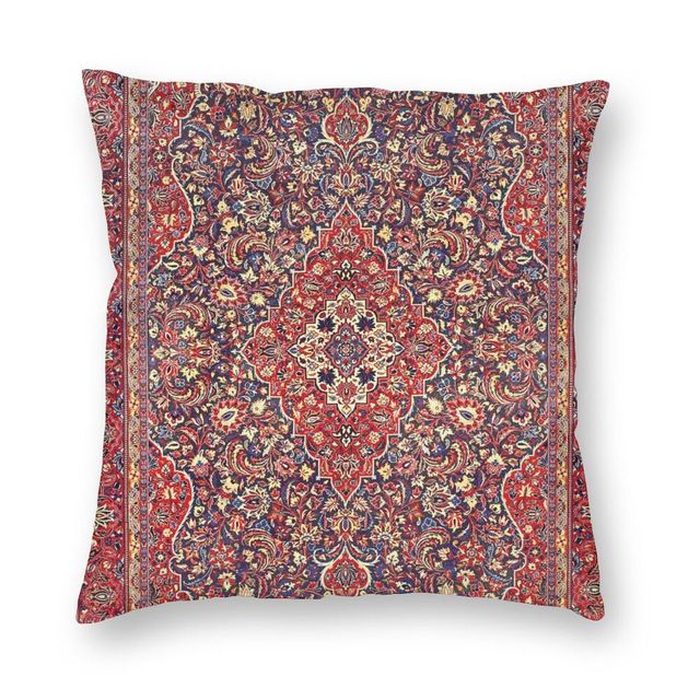 Północno-zachodni perski dywan z jedwabiu na poszewkę etniczną z kwiatowym motywem - moda w dekoracji domu - Wianko - 1