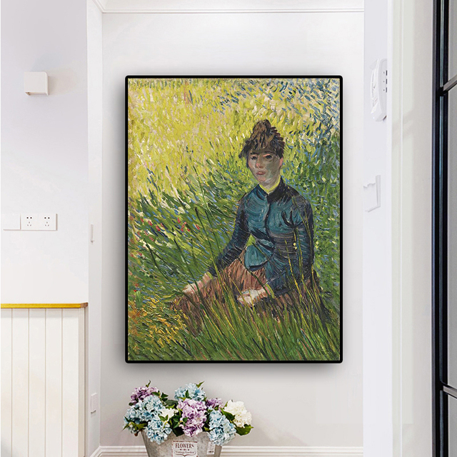 Obraz olejny Van Gogh Kobieta siedzi w trawie - plakaty i reprodukcje Pop Art na płótnie, idealne do salonu - Wianko - 20