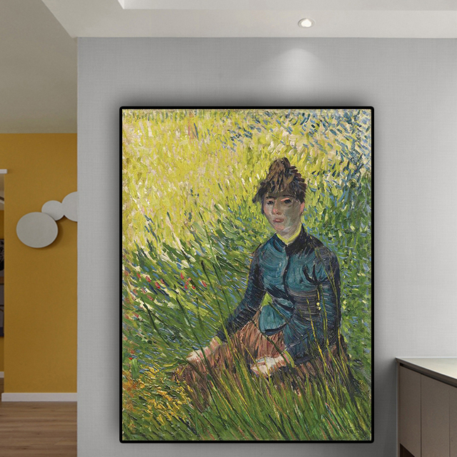 Obraz olejny Van Gogh Kobieta siedzi w trawie - plakaty i reprodukcje Pop Art na płótnie, idealne do salonu - Wianko - 19