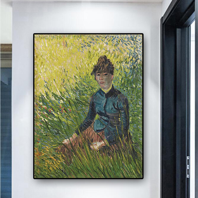 Obraz olejny Van Gogh Kobieta siedzi w trawie - plakaty i reprodukcje Pop Art na płótnie, idealne do salonu - Wianko - 18