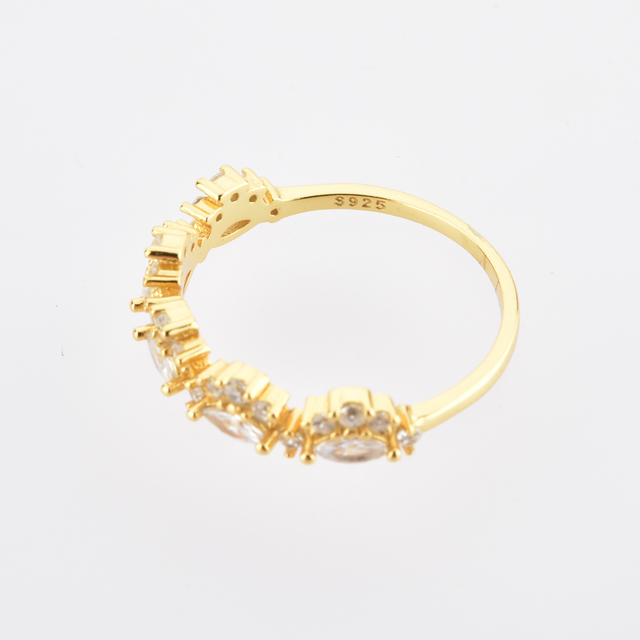 Andywenn Pierścionek z cyrkoniami w kształcie złotych owali, wykonany z 925 srebra – elegancka biżuteria ślubna i na specjalne okazje 2022 - Wianko - 6