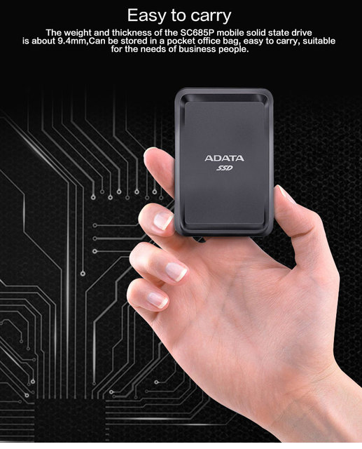 ADATA SC685P - ultra cienki przenośny dysk SSD 1TB/500GB/250GB, USB 3.2 Gen 2 type-c, dla laptopa - Wianko - 5
