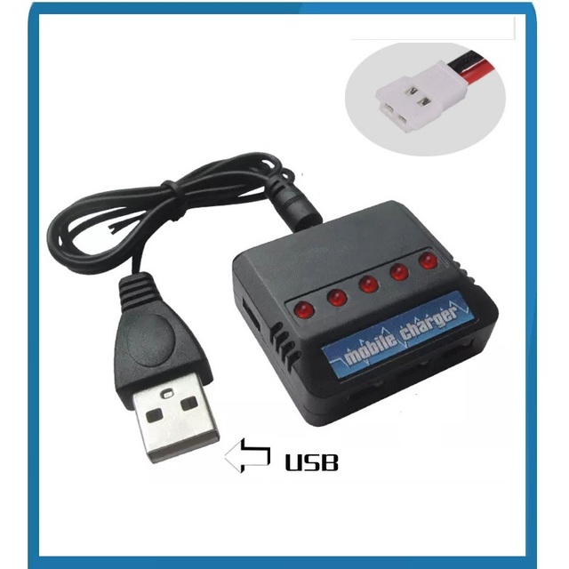Wielowtykowy pin (4-w-1) (5-w-1) 3.7V 500mah XH4.0 - ładowarka USB baterii lipo do zabawek zdalnie sterowanych Syma X5HC X5HG X5HW X5A-1 - Wianko - 5