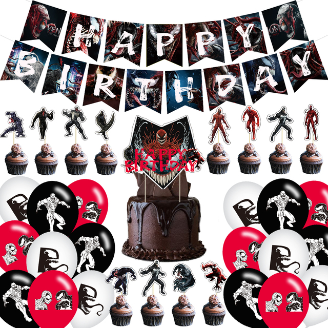 Balon Motyw Venom 2 z Superbohaterami Marvel, Zestaw-Zawieszenie-Wstążka, Latexowe Balony na Urodziny, Baby Shower [FINAL] - Wianko - 1