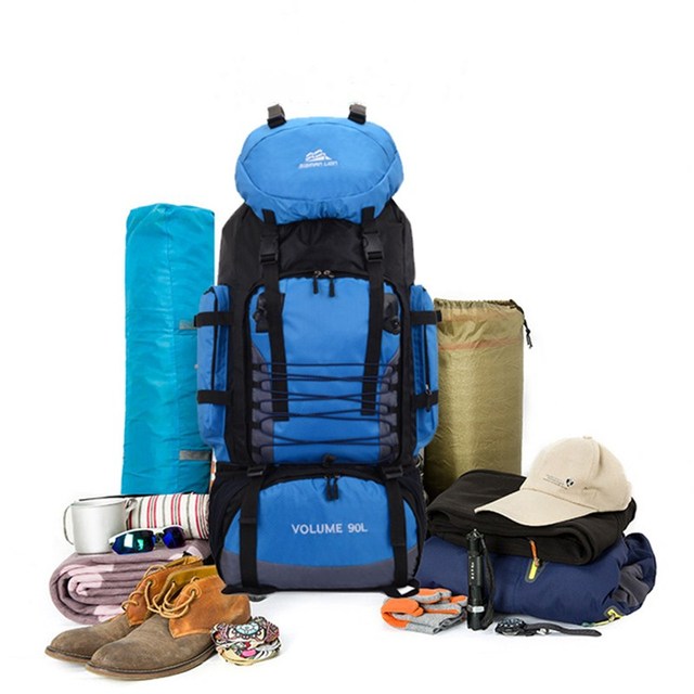 Plecak turystyczny wodoodporny o pojemności 90L - alpinizm, camping, trekking, podróże - kolor błękitny - Wianko - 1
