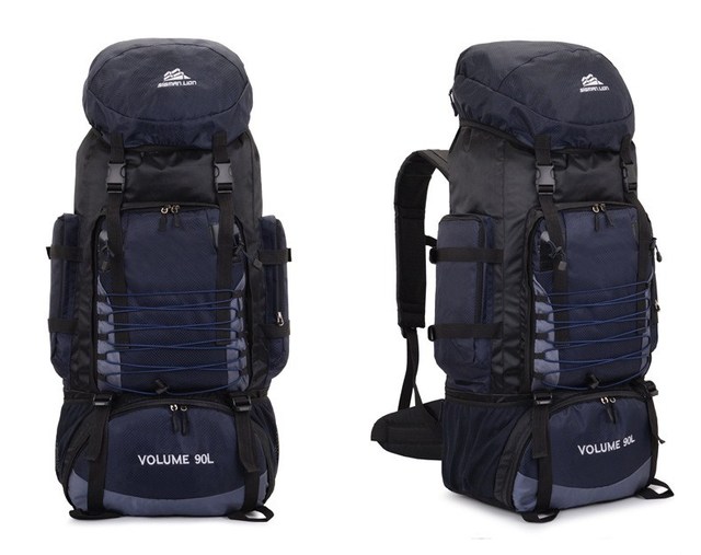 Plecak turystyczny wodoodporny o pojemności 90L - alpinizm, camping, trekking, podróże - kolor błękitny - Wianko - 11