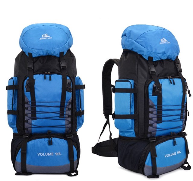 Plecak turystyczny wodoodporny o pojemności 90L - alpinizm, camping, trekking, podróże - kolor błękitny - Wianko - 5