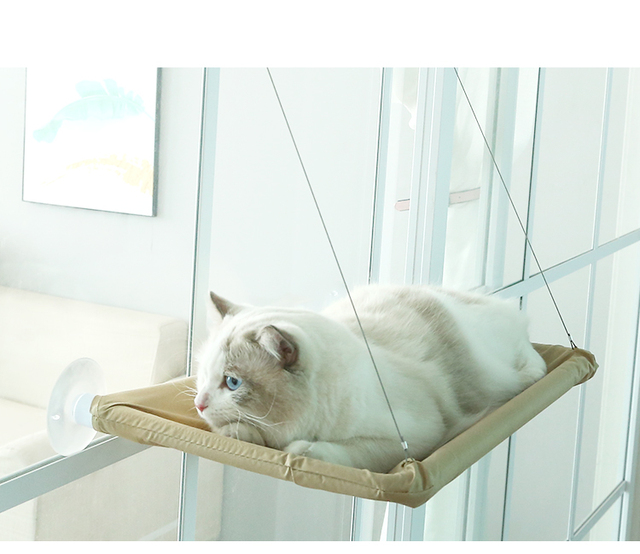 Wygodne hamak dla kota do spania przy oknie - uchwyt do montażu, wytrzymałe, zwieszane łóżka dla kotów - Wianko - 4