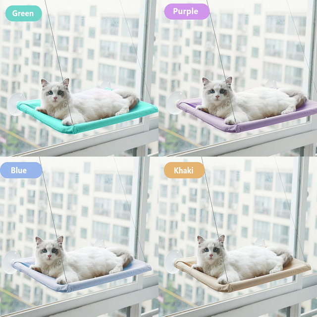 Wygodne hamak dla kota do spania przy oknie - uchwyt do montażu, wytrzymałe, zwieszane łóżka dla kotów - Wianko - 11