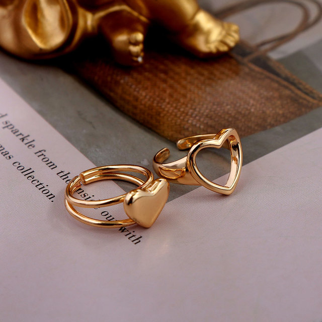 Biżuteryjny pierścień ze złotej stali nierdzewnej z sercem - elegancki dodatek dla kobiet - Wianko - 12