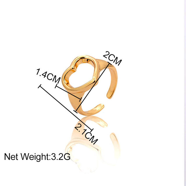 Biżuteryjny pierścień ze złotej stali nierdzewnej z sercem - elegancki dodatek dla kobiet - Wianko - 2