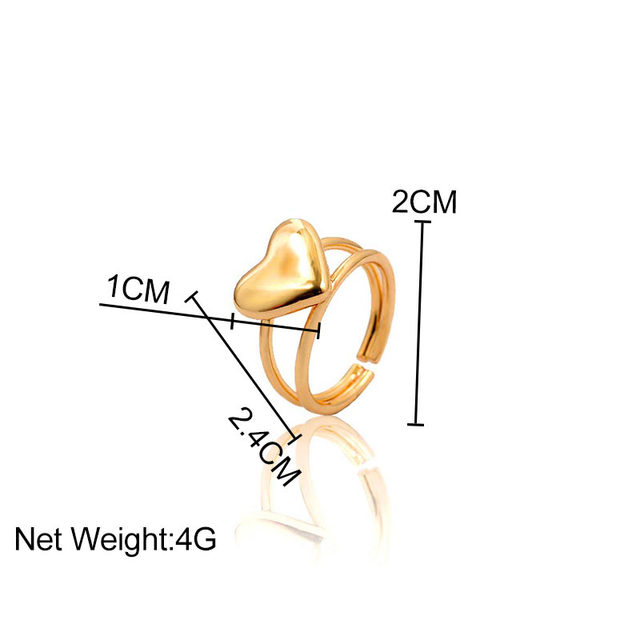Biżuteryjny pierścień ze złotej stali nierdzewnej z sercem - elegancki dodatek dla kobiet - Wianko - 4