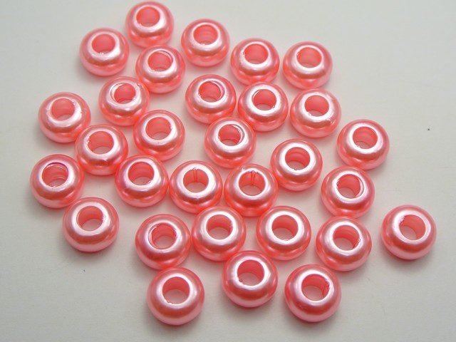 100 sztucznych perłowych przekładek typu Rondelle o dużym otworze 5mm - mieszane kolory - Wianko - 6