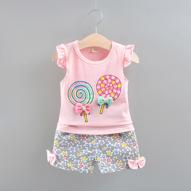 Zestaw ubranek dla dziewczynki z marką Lollipop w letnim stylu: T-shirt i spodenki (2 sztuki) - Wianko - 17