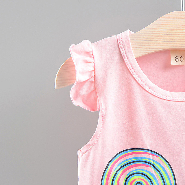 Zestaw ubranek dla dziewczynki z marką Lollipop w letnim stylu: T-shirt i spodenki (2 sztuki) - Wianko - 18