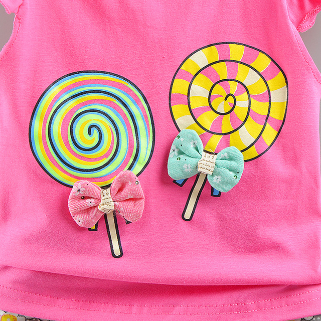 Zestaw ubranek dla dziewczynki z marką Lollipop w letnim stylu: T-shirt i spodenki (2 sztuki) - Wianko - 14