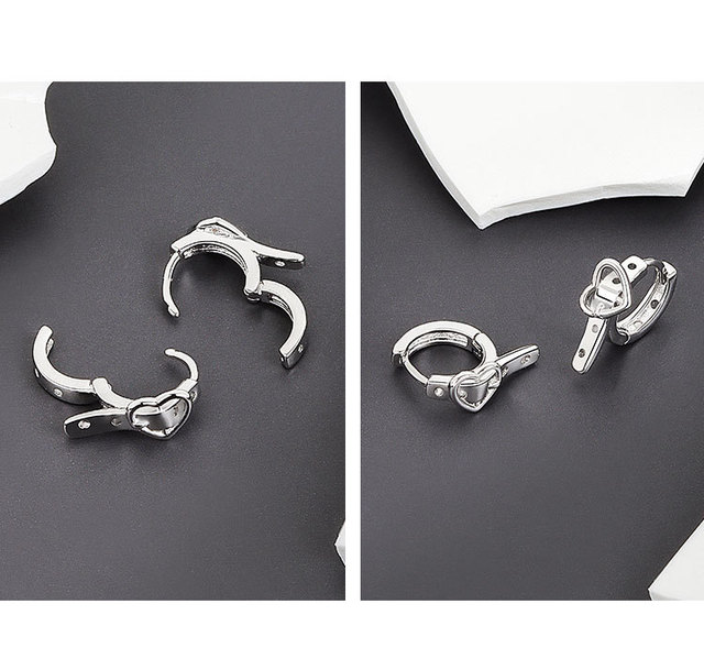Kolczyki 925 srebrne w kształcie serca dla zakochanych - prosta moda INS, ręcznie robiona biżuteria dla kobiet - Wianko - 14