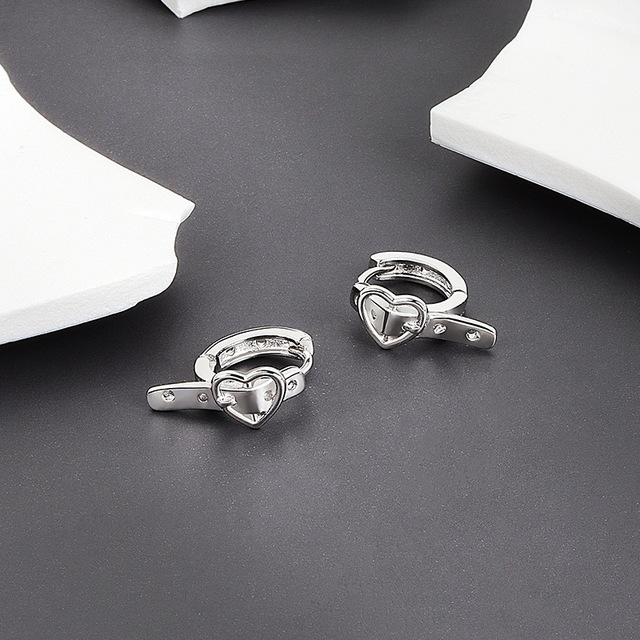 Kolczyki 925 srebrne w kształcie serca dla zakochanych - prosta moda INS, ręcznie robiona biżuteria dla kobiet - Wianko - 16