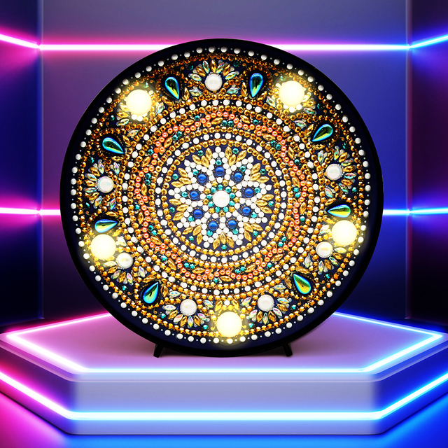 Diamentowa lampa LED z mozaiką 5D DIY zwierzęcego wzoru - Mandala haftowa ozdoba rękodzieła - Wianko - 5