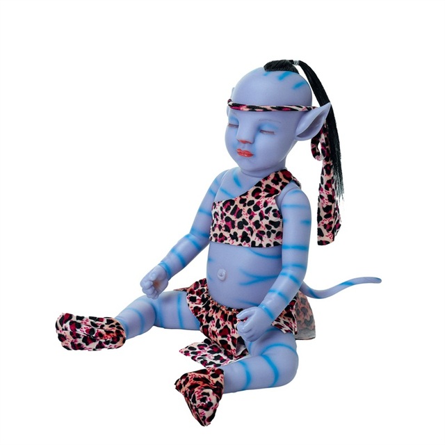 Reborn Baby chłopiec 20 cali (55 cm) z ogonem, realistyczny noworodek, pełnowartościowa lalka z winylu, kolor niebieski, lampa nocna, idealna zabawka na urodziny dzieci - Wianko - 20