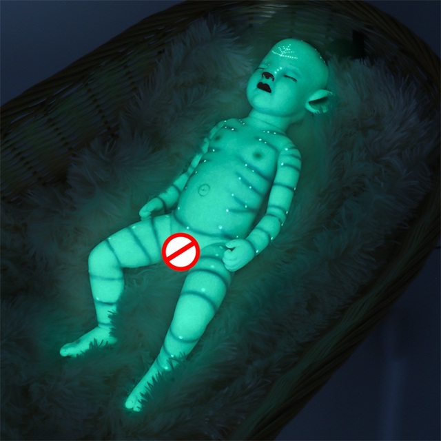 Reborn Baby chłopiec 20 cali (55 cm) z ogonem, realistyczny noworodek, pełnowartościowa lalka z winylu, kolor niebieski, lampa nocna, idealna zabawka na urodziny dzieci - Wianko - 23