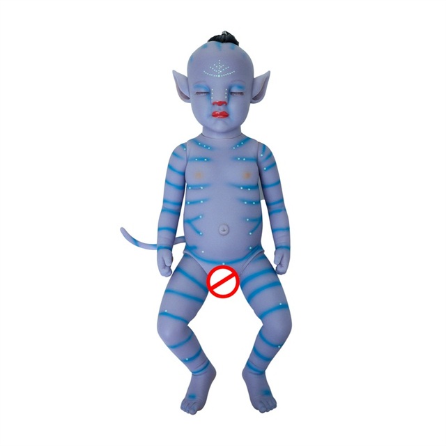 Reborn Baby chłopiec 20 cali (55 cm) z ogonem, realistyczny noworodek, pełnowartościowa lalka z winylu, kolor niebieski, lampa nocna, idealna zabawka na urodziny dzieci - Wianko - 19