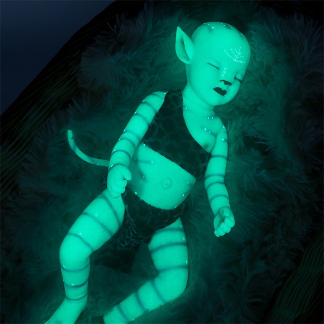 Reborn Baby chłopiec 20 cali (55 cm) z ogonem, realistyczny noworodek, pełnowartościowa lalka z winylu, kolor niebieski, lampa nocna, idealna zabawka na urodziny dzieci - Wianko - 29