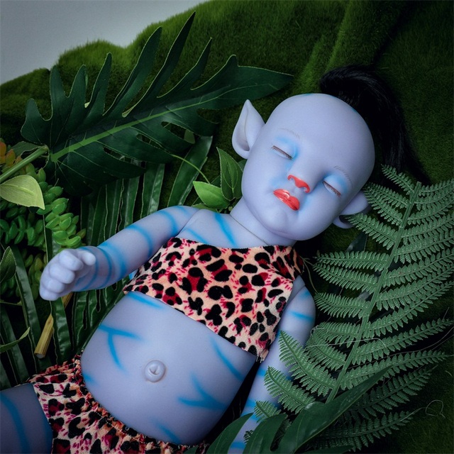Reborn Baby chłopiec 20 cali (55 cm) z ogonem, realistyczny noworodek, pełnowartościowa lalka z winylu, kolor niebieski, lampa nocna, idealna zabawka na urodziny dzieci - Wianko - 3