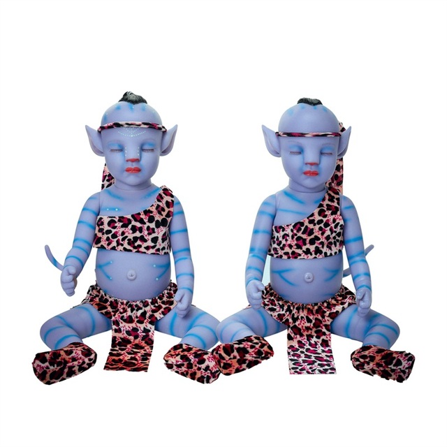 Reborn Baby chłopiec 20 cali (55 cm) z ogonem, realistyczny noworodek, pełnowartościowa lalka z winylu, kolor niebieski, lampa nocna, idealna zabawka na urodziny dzieci - Wianko - 18