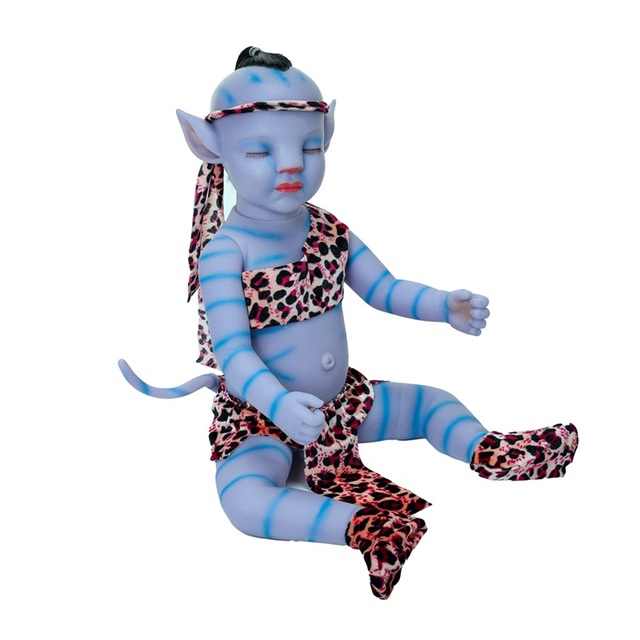 Reborn Baby chłopiec 20 cali (55 cm) z ogonem, realistyczny noworodek, pełnowartościowa lalka z winylu, kolor niebieski, lampa nocna, idealna zabawka na urodziny dzieci - Wianko - 17