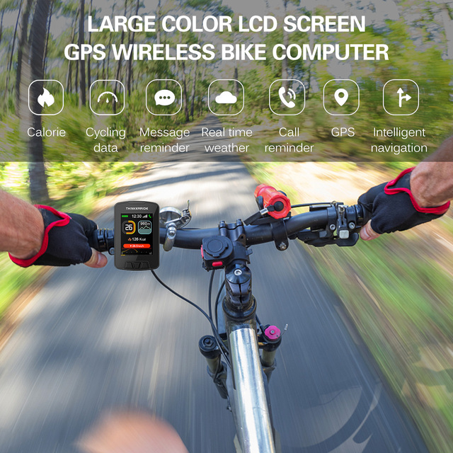 GPS bezprzewodowy komputer rowerowy - duży kolorowy ekran LCD, wodoodporny, mapy, nawigacja, akumulator, prędkościomierz - Wianko - 16