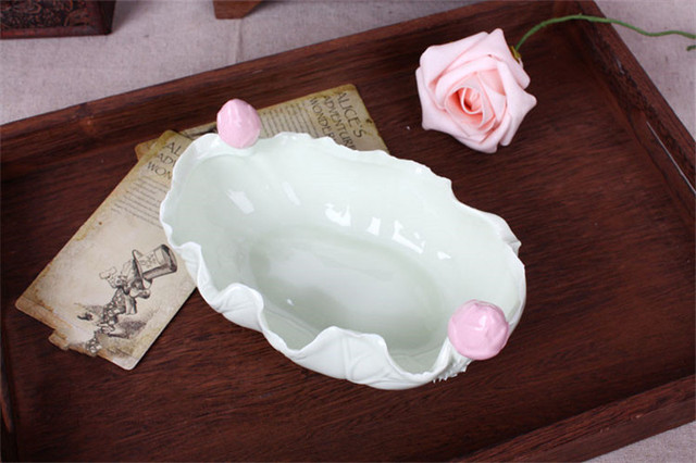 Kreatywny schowek ceramiki w kształcie liścia lotosu z bransoletką i pierścionkiem - idealny prezent ślubny dla rodziny - Wianko - 7