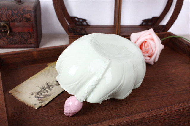 Kreatywny schowek ceramiki w kształcie liścia lotosu z bransoletką i pierścionkiem - idealny prezent ślubny dla rodziny - Wianko - 5