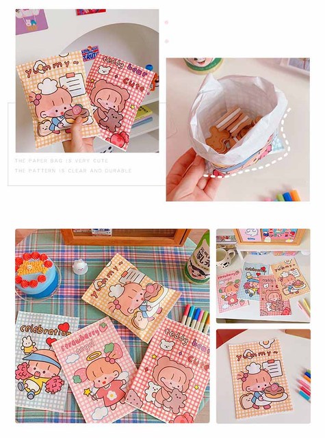 Mini torby papierowe Kawaii - 10 szt./paczka - wzór kreskówkowy cukierek - idealne na ciasteczka, prezenty - do użycia na ślub, urodziny i inne okazje - akcesoria do pakowania - Wianko - 5