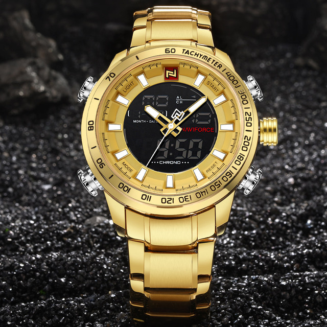 NAVIFORCE luksusowy zegarek męski kwarcowy z pełną stalową bransoletką, cyfrowy i wodoodporny - Wianko - 17