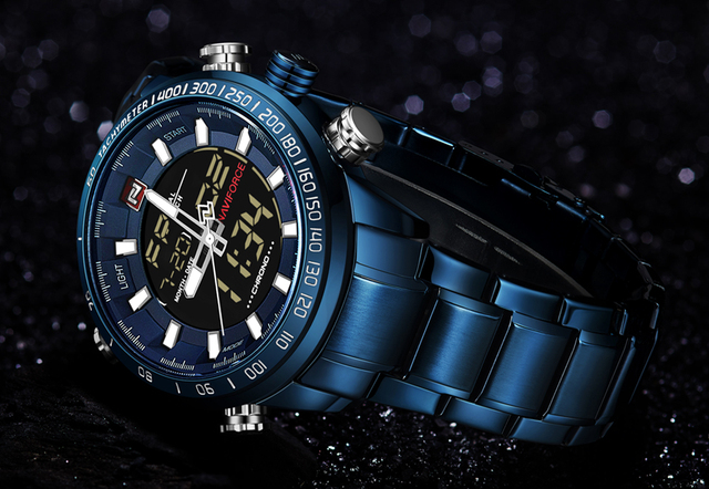 NAVIFORCE luksusowy zegarek męski kwarcowy z pełną stalową bransoletką, cyfrowy i wodoodporny - Wianko - 22