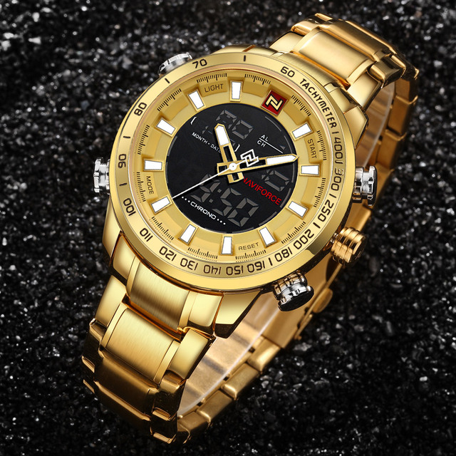 NAVIFORCE luksusowy zegarek męski kwarcowy z pełną stalową bransoletką, cyfrowy i wodoodporny - Wianko - 18