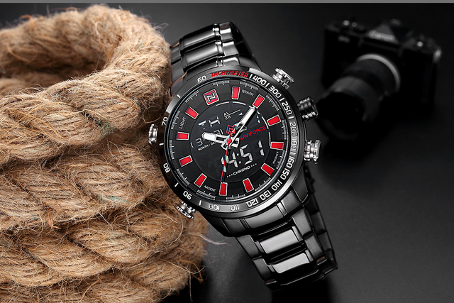 NAVIFORCE luksusowy zegarek męski kwarcowy z pełną stalową bransoletką, cyfrowy i wodoodporny - Wianko - 11