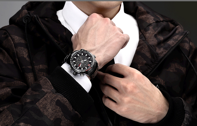 NAVIFORCE luksusowy zegarek męski kwarcowy z pełną stalową bransoletką, cyfrowy i wodoodporny - Wianko - 9