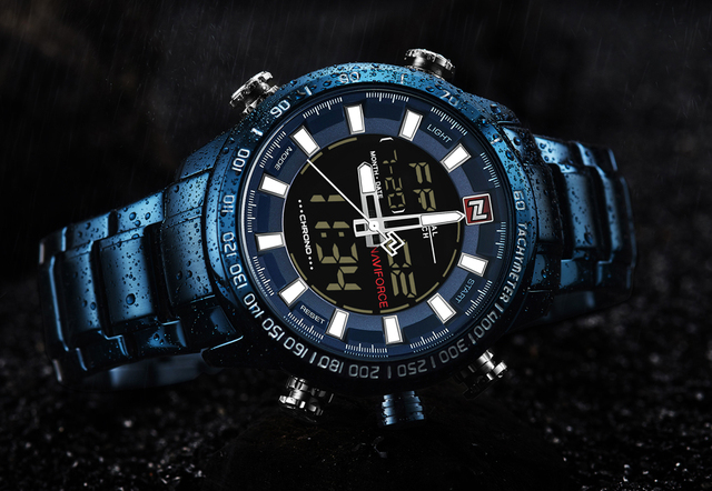 NAVIFORCE luksusowy zegarek męski kwarcowy z pełną stalową bransoletką, cyfrowy i wodoodporny - Wianko - 21