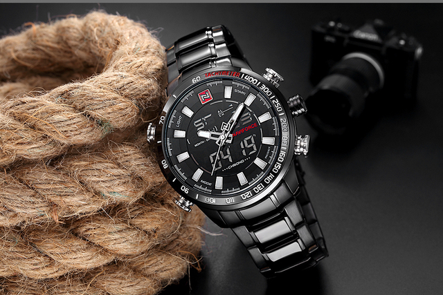 NAVIFORCE luksusowy zegarek męski kwarcowy z pełną stalową bransoletką, cyfrowy i wodoodporny - Wianko - 8