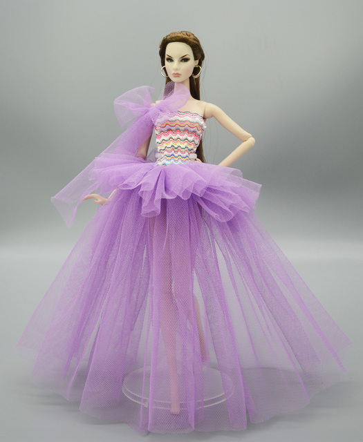 Biała koronkowa sukienka ślubna dla lalki Barbie - ubranko dla lalki koronkowej księżniczki, wielowarstwowa suknia 1/6 lalki BJD - Wianko - 12