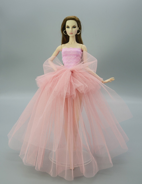 Biała koronkowa sukienka ślubna dla lalki Barbie - ubranko dla lalki koronkowej księżniczki, wielowarstwowa suknia 1/6 lalki BJD - Wianko - 10