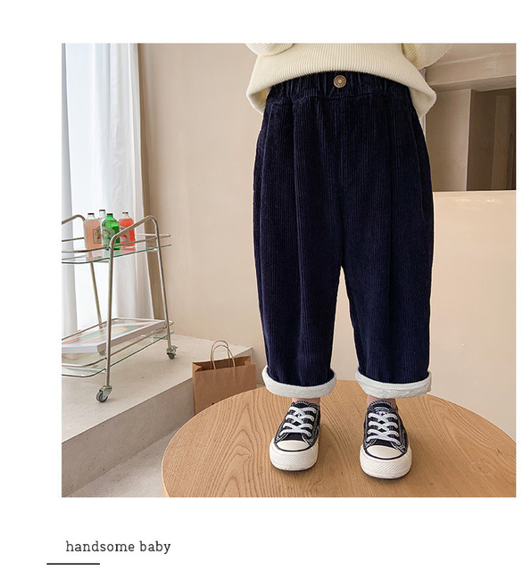 Dziecięce zimowe spodnie z aksamitu dla chłopców i dziewczynek w stylu dorywczym, sztruksowe Roupas Infantis - Wianko - 18