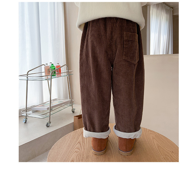 Dziecięce zimowe spodnie z aksamitu dla chłopców i dziewczynek w stylu dorywczym, sztruksowe Roupas Infantis - Wianko - 9