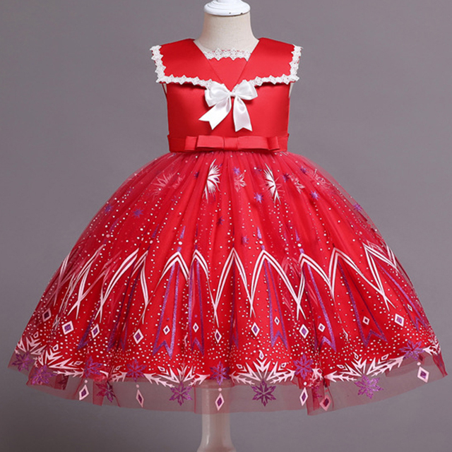 Sukienka cekinowa satynowa dla dziewczynek z falbanowymi rękawami, idealna na święta, korowód i różnego rodzaju przyjęcia - Wianko - 1
