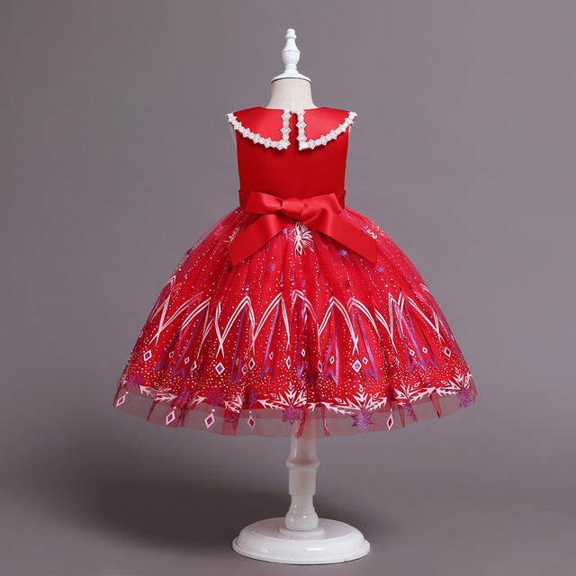 Sukienka cekinowa satynowa dla dziewczynek z falbanowymi rękawami, idealna na święta, korowód i różnego rodzaju przyjęcia - Wianko - 15