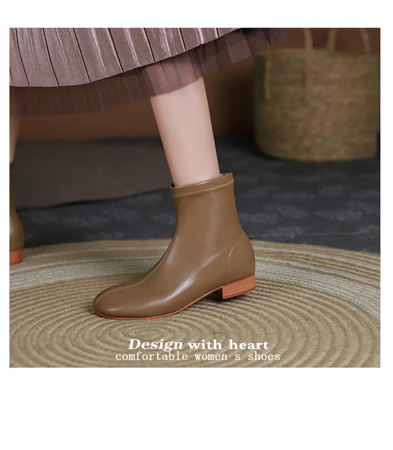 Koreańskie zimowe buty damskie na duże okrągłe palce, z wygodnym zapięciem na suwak, 5 kolorów drewnianych obcasów - Wianko - 18